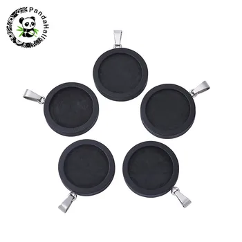 

10pcs 25mm 30mm Cabochon Base Wooden Pendant Setting Trays Blank for Jewelry Necklace Making with Stainless Steel Findings