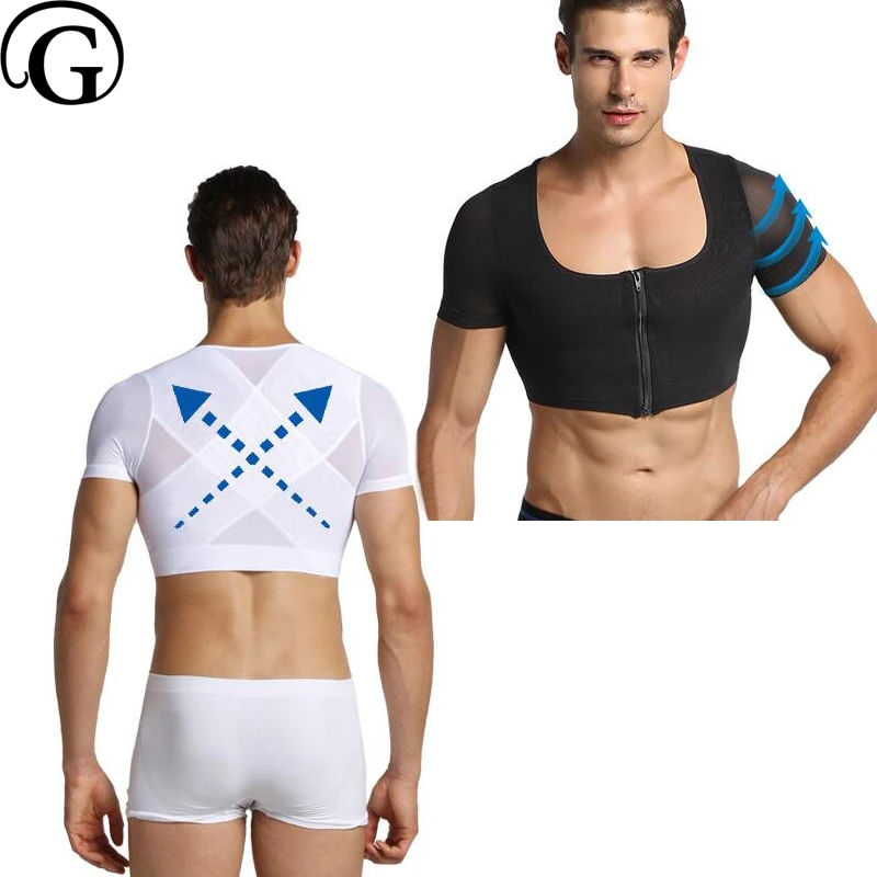 Men Shaper Slimming Chest Gynecomastia Tops New Posture Corrector Undershirt Straight Back