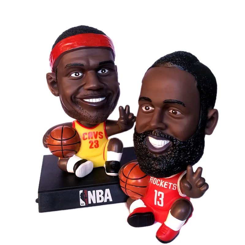 

13cm Football/Basketball Stars Action Figure C Ronaldo Curry Kobe Messi James Bobble Head Dolls Model Toys Car Decoration Gift