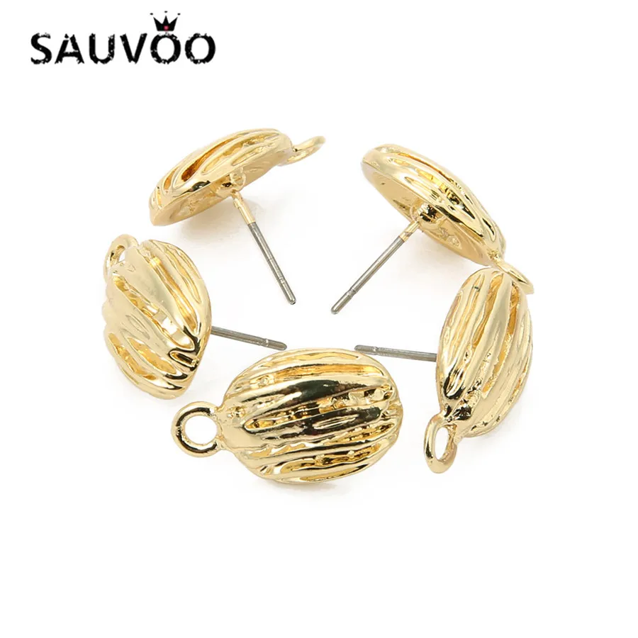 SAUVOO 10 шт./лот для женщин Мода Круглый Серьга из сплава золота шпильки и вышивка