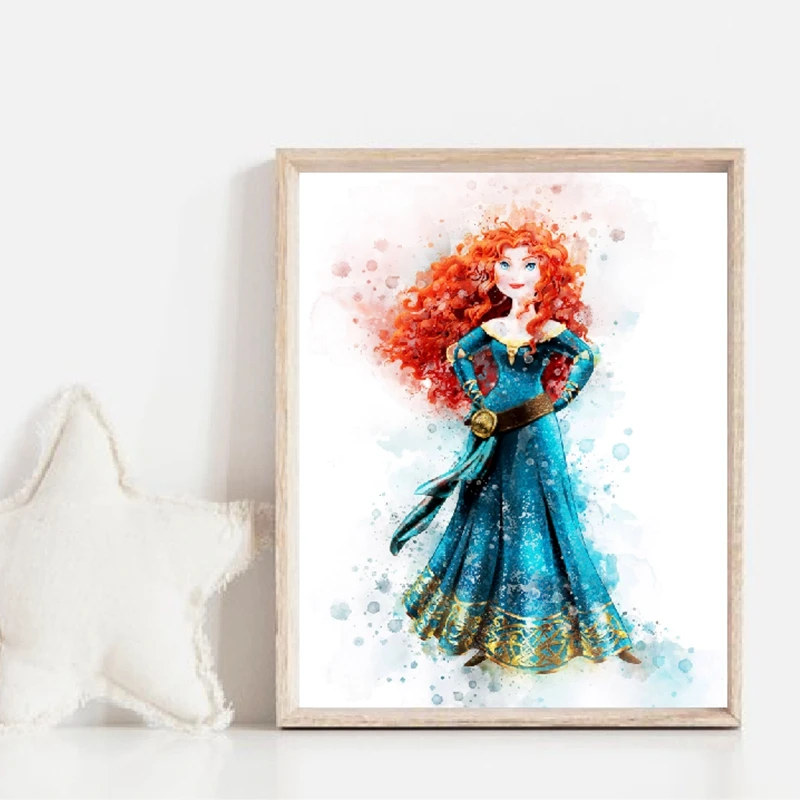 Watercolor Princess Wall Art Prints