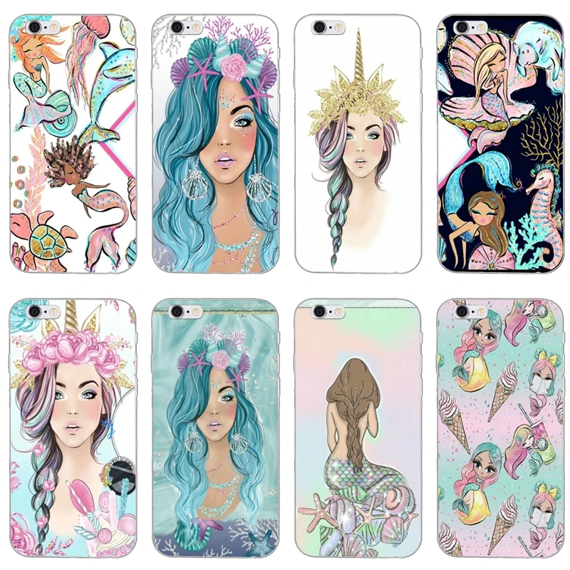 

Soft Silicone Case Mermaid unicorn princess girl Mom For Xiaomi Redmi Note 7 6 5 5A 4 3 pro S2 5 plus 6A 4A 4x Pocophone F1