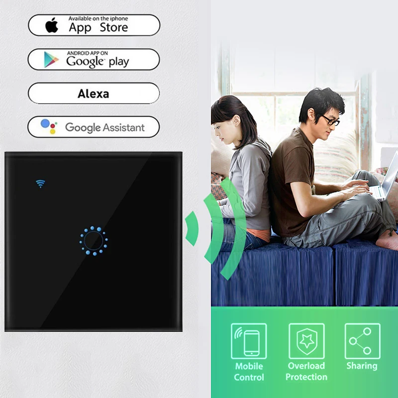 Дистанционный переключатель освещения беспроводной настенный прерыватель сенсорный переключатель WiFi совместимый с Alexa Google Assistant iftt для Android
