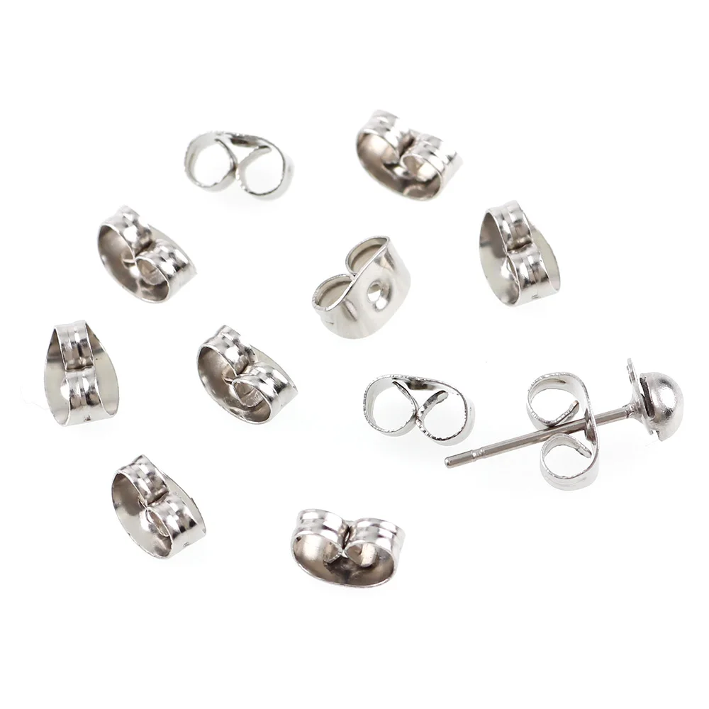 100 Pieces Stainless Steel Earring Back 4x6mm Silver Tone Metal Earback  Earring Stopper for Findings Diy Jewelry Making