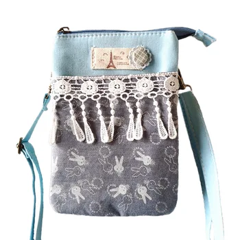 

Cotton cartoon rabbit children school bag kids travel messenger cross-body money bag small phone pouch bolsa feminina for girls