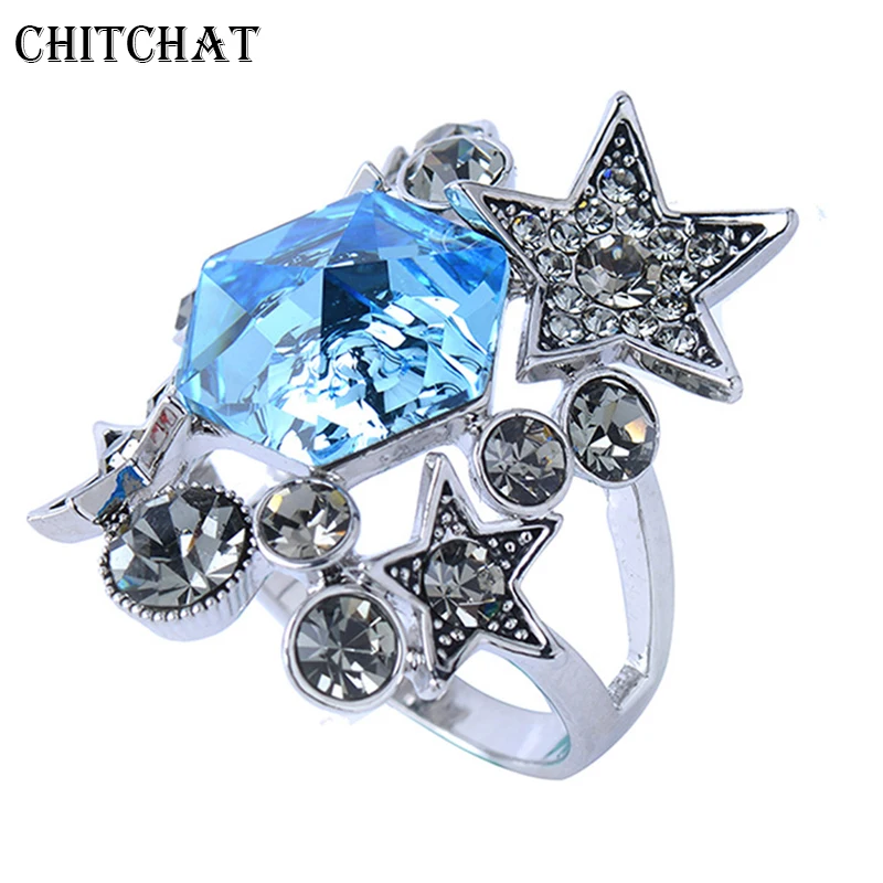 

Neo Gothic Punk Ring Vintage Jewelry Black Star Female Ring With Rhinestones For Hands Finger Rings