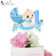 Детский душ тема мальчик бумажный торт Топпер вечерние украшения поставки дети мальчики Счастливый День Рождения Вечеринка ребенок душ на заказ