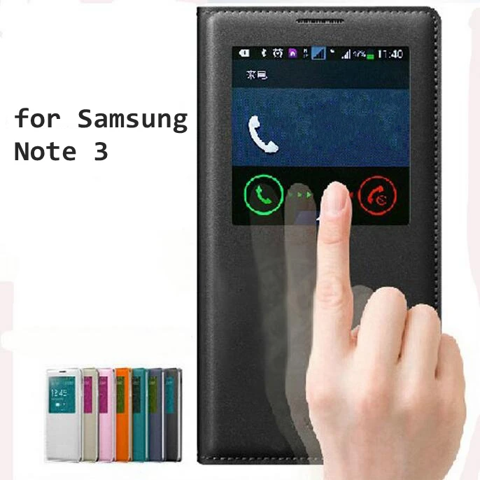 

Note3 Smart Case Front Window View Phone Housing Luxury Leather Flip Case For samsung galaxy note 3 N9000 Coque Cover Bags Funda