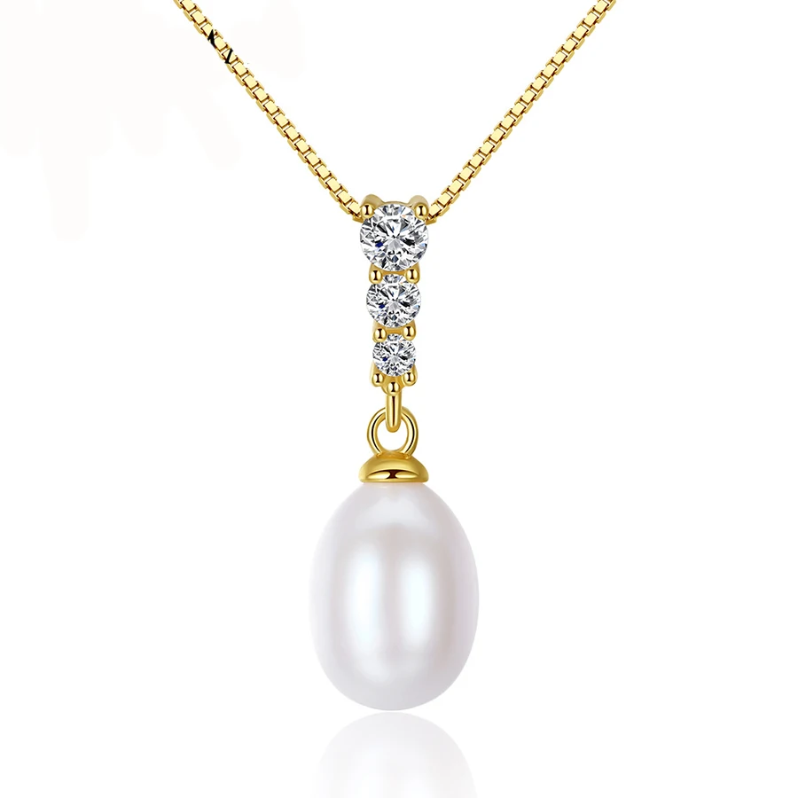

New Trendy Freshwater Pearl Necklaces Top Luster 925 Sterling Silver Pendant Necklace for Women Brand 2018 charms fine Jewelry