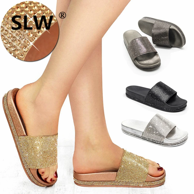 

Lady Slides Shoes Women's Slippers 2019 Low Jelly Flip Flops Platform Socofy Baby Sliders New Glitter Luxury Soft