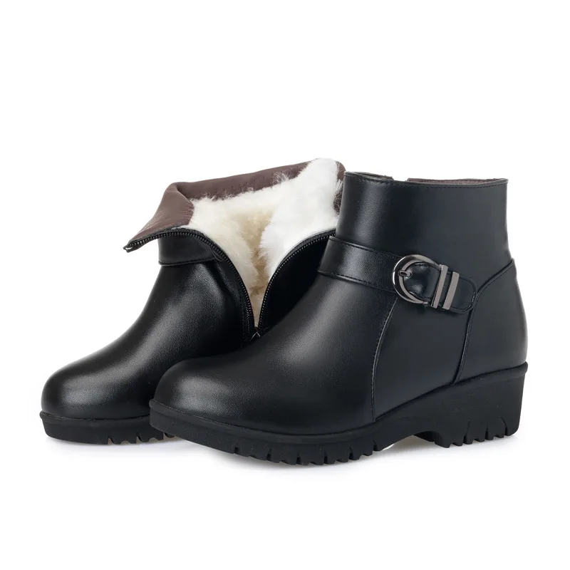

ZXRYXGS Brand Boots Warm Plus Velvet and Thick Wool Boots Women Boots 2018 New Fashion Winter Genuine Leather Shoes Snow Boots