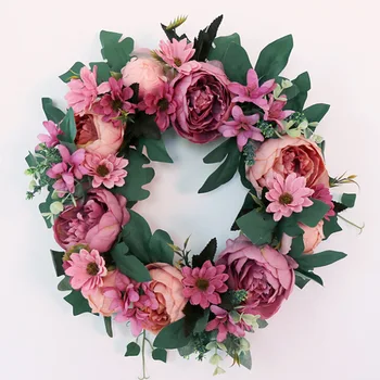 

1PCS Artificial Flower Garland Wreath Door Party Hanging Wall Window Decoration wedding Headwear accessories photography prop