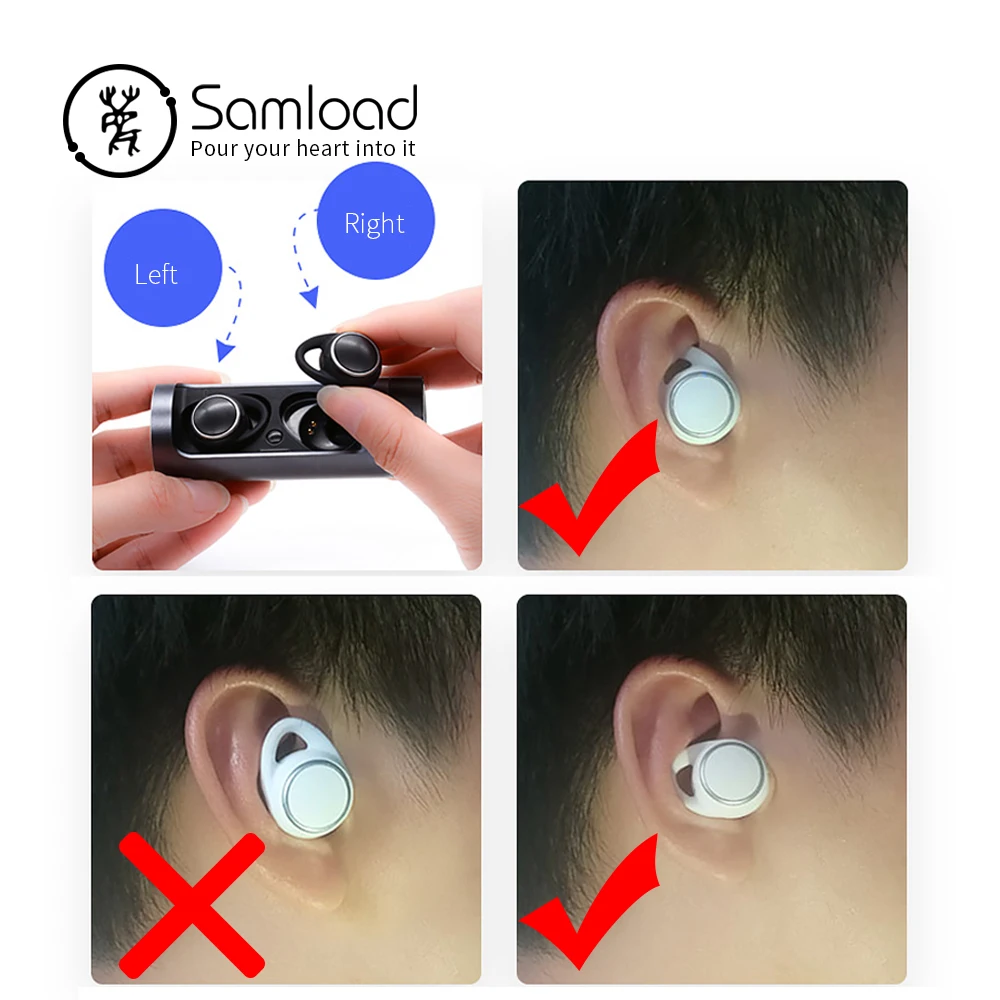 Samload Bluetooth 5,0 наушники настоящие беспроводные стерео наушники мини наушники Встроенный микрофон с портативной зарядной коробкой для iPhone