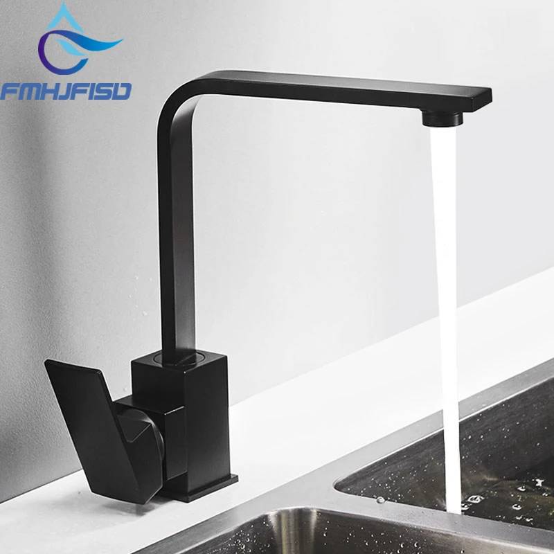 

SUS304 Kitchen Faucets 360 Rotate Kitchen Sink Water Faucet Swivel Mixer Tap Single Holder Single Hole Black Mixer Tap