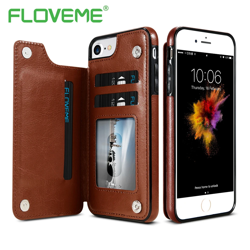 Luxury Wallet Case For iPhone 6 6S Plus X XS Max XR Leather Card Holder Kickstand Flip Cover For ...