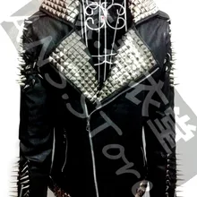 Новинка Дизайн певец DJ ночной клуб бар право чжи-long с пунктом тяжелый металл заклепки панк стиль кожаные мотоциклетные мужской