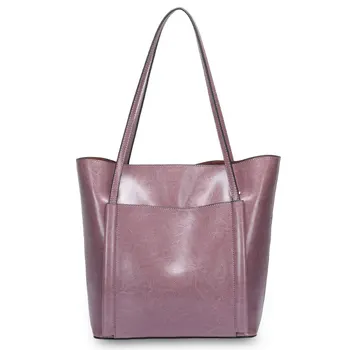 

Genuine Leather Bag Fashion Women Handbags Large Casual Totes Designer Single Shoulder Bag Wax Leather Shopping Bag 6Colors