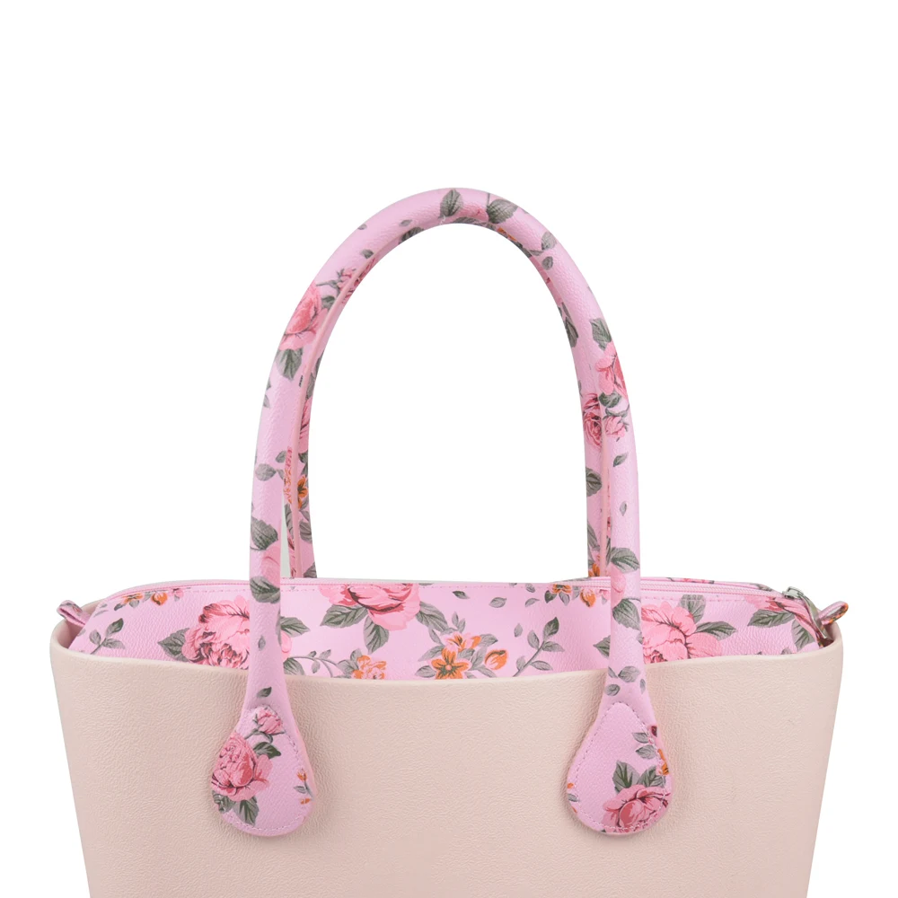 TANQU Big Waterproof Faux PU Leather Floral Insert Inner Pocket Plus Handle Combination for Classic Obag O Bag Women's Handbag
