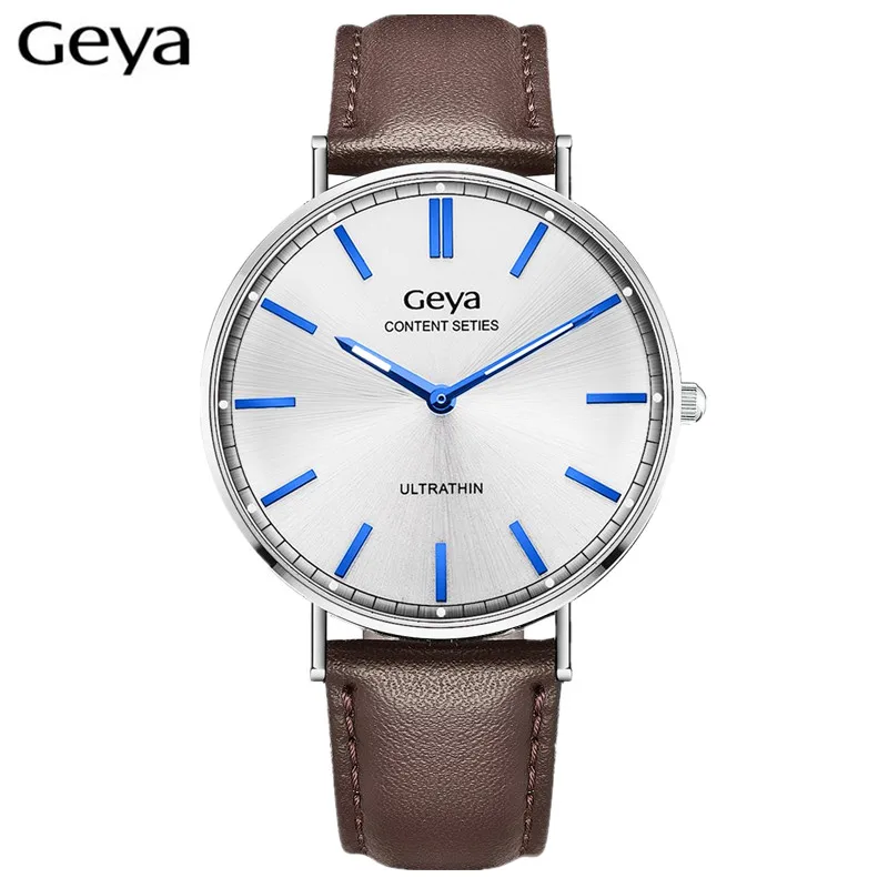 Мужские кварцевые наручные часы Geya Japan Miyota GL20 Move, модные спортивные мужские часы с кожаным ремешком, роскошные Брендовые мужские кварцевые часы - Цвет: G76018GBWC