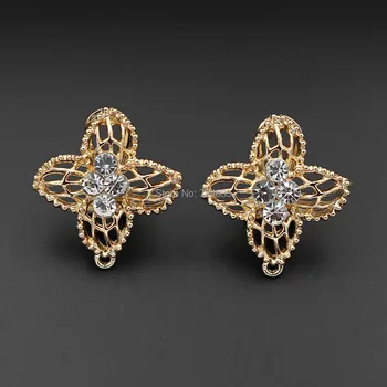

Earrings post Loop Connector Bases Paved CZ 22*22mm Hollow Cross African Clip Stud Earrings Hooks DIY Dubai Jewelry Findings
