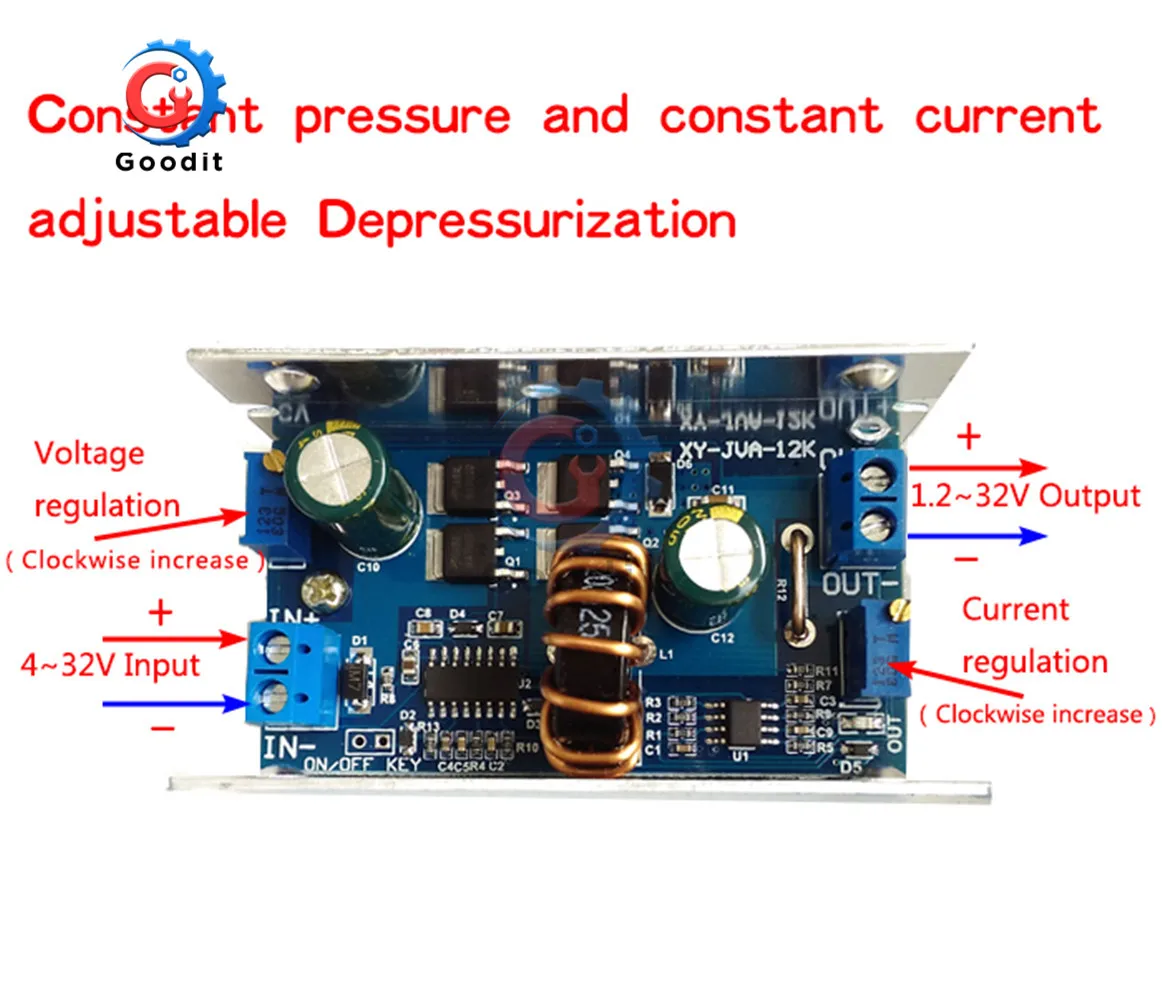 12A 200W Регулируемый DC-DC понижающий преобразователь Бак Мощность модуль 4 V-32 V постоянного тока до 1,2 V-32 V постоянного тока синхронный выпрямитель понижающий модуль