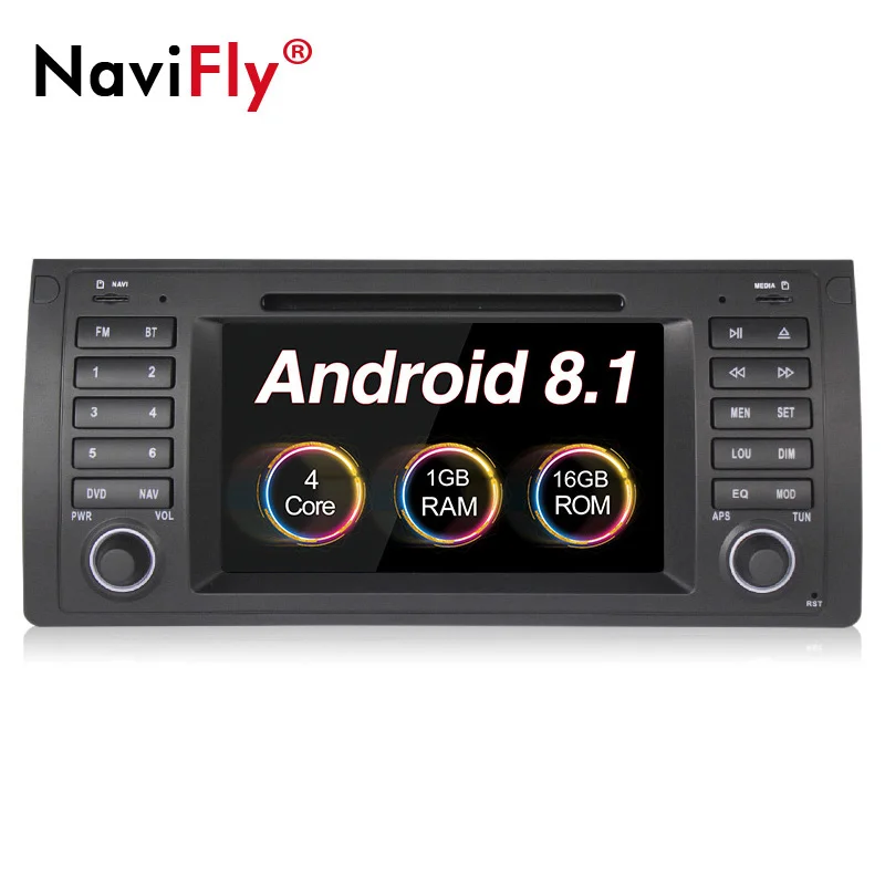 

NaviFly Android 8.1 Car dvd multimedia player radio audio for BMW E39 E53 X5 with GPS Navigation BT RDS 1024*600