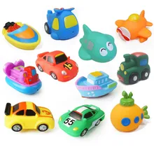 11 Стилей Душа Ребенка Игрушки Для Купания Squeeze Звучание Бассейн Ванная Комната С Плавающей Резиновые Животных/Автомобиля/Рыба/Поезд Дети игрушки Для Мальчика