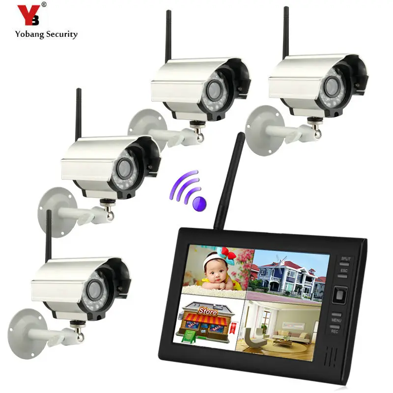 7 inch 2 4G LCD Monitor font b Wireless b font Audio Video Baby Monitors 4CH