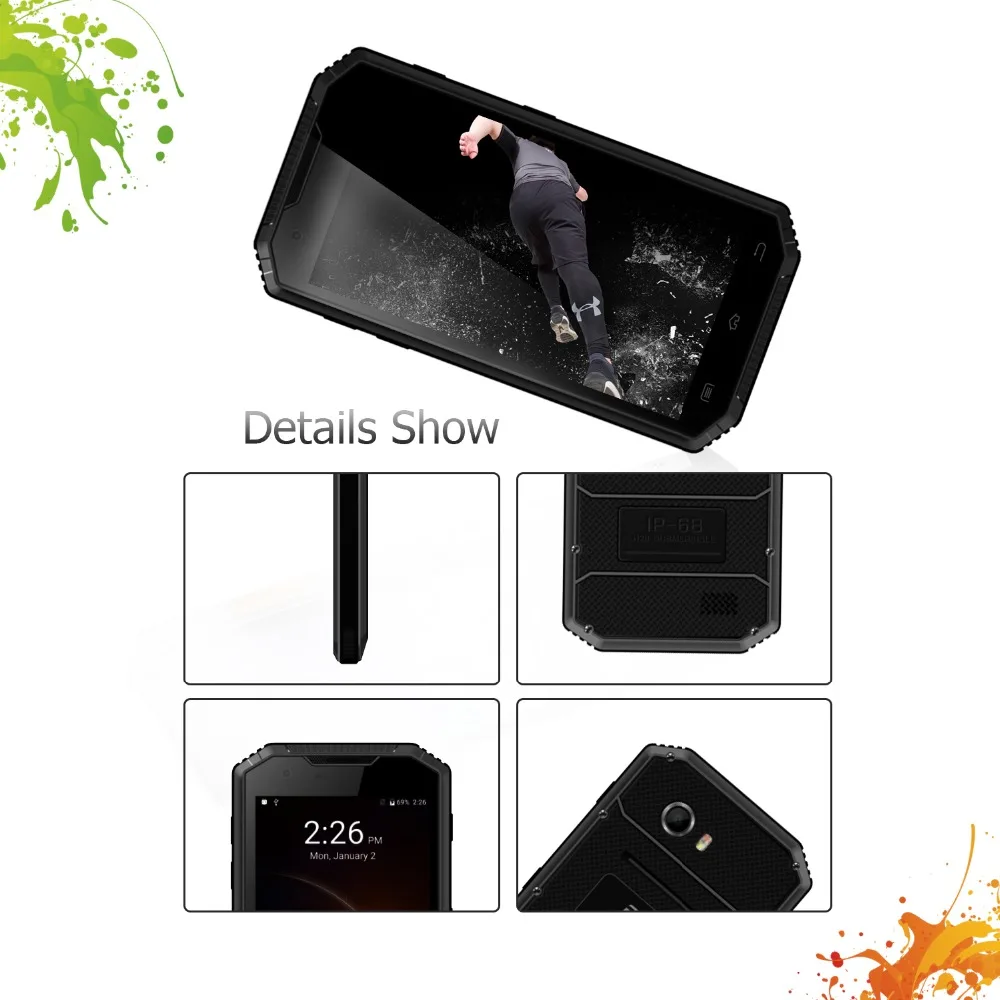 E & L W7S 4G водонепроницаемый 5 0 дюймовый HD IP68 мобильный телефон MTK 6737