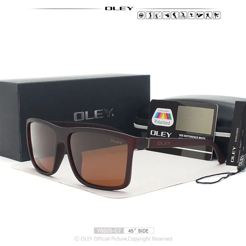 OLEY, брендовые, Ретро стиль, солнцезащитные очки, мужские, классические, мужские, квадратные очки, для вождения, для путешествий, очки, унисекс, Gafas Oculos UV400 Y6625 - Цвет линз: Y6625 C7 BOX