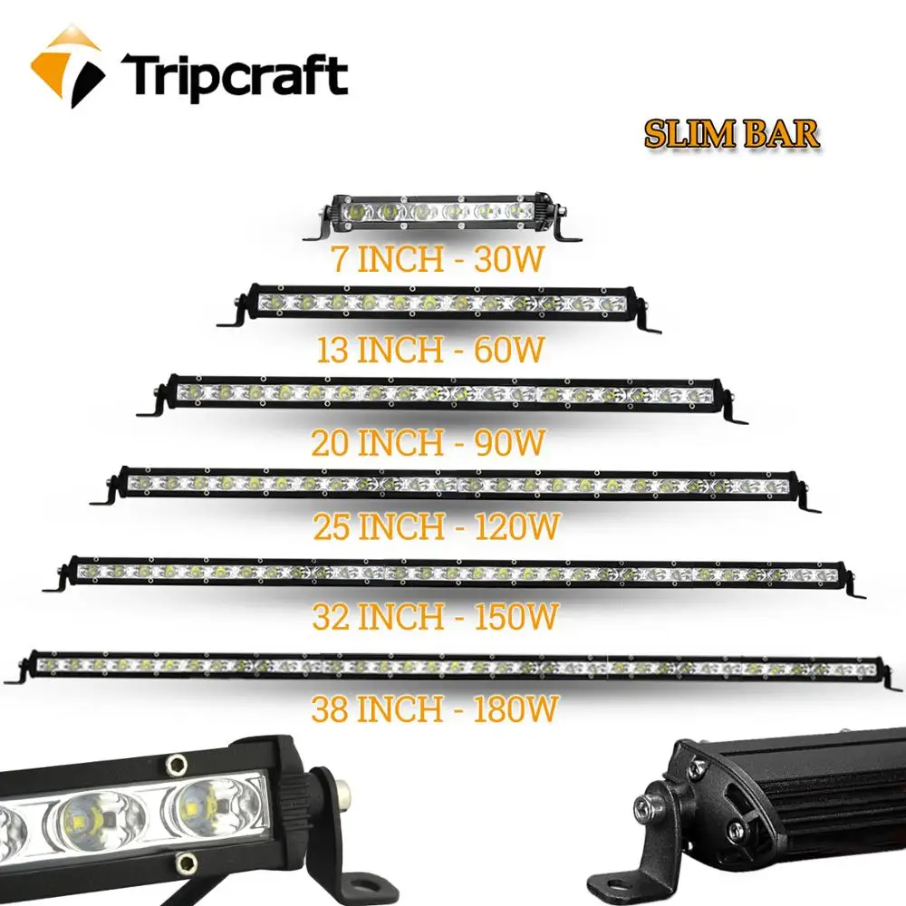 

LED WORK LIGHT BAR 12V 24V auto headlights slim car driving lamp 7" 13" 20" 25" 32" 38" for offroad 4x4 truck ramp ATV