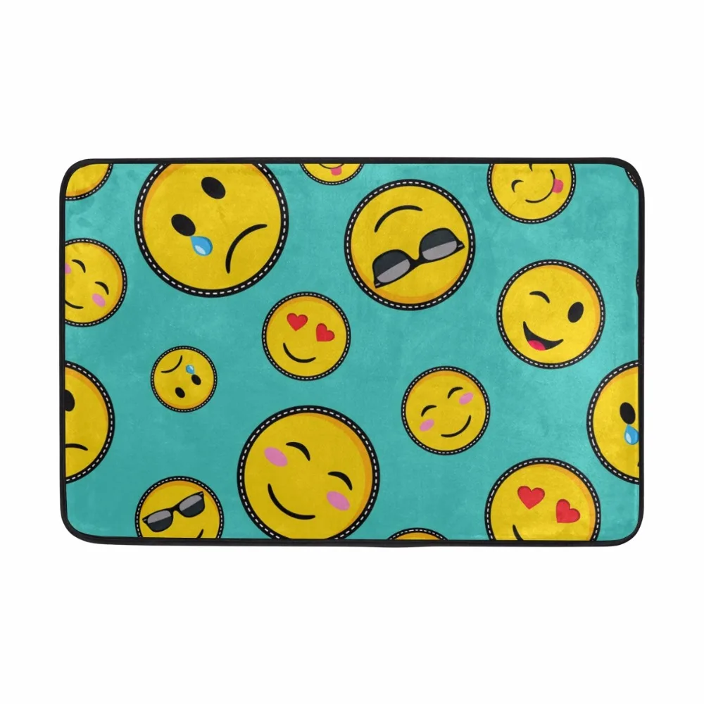 Funny Emoji Pattern Bathroom Mat Entrance Mats Rubber Back