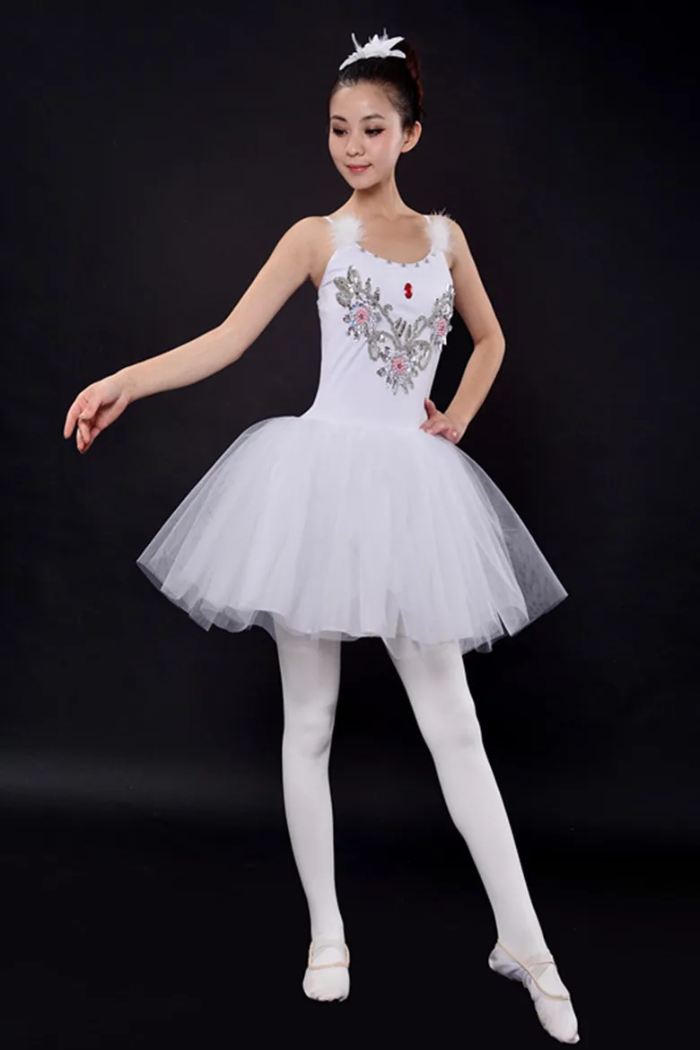 Lady Ballet Dancing Dress Adult Ballet Swan Lake Ballet Veil Girls Stage Performance Suit White Fleabane Performs Uniform B-5639
