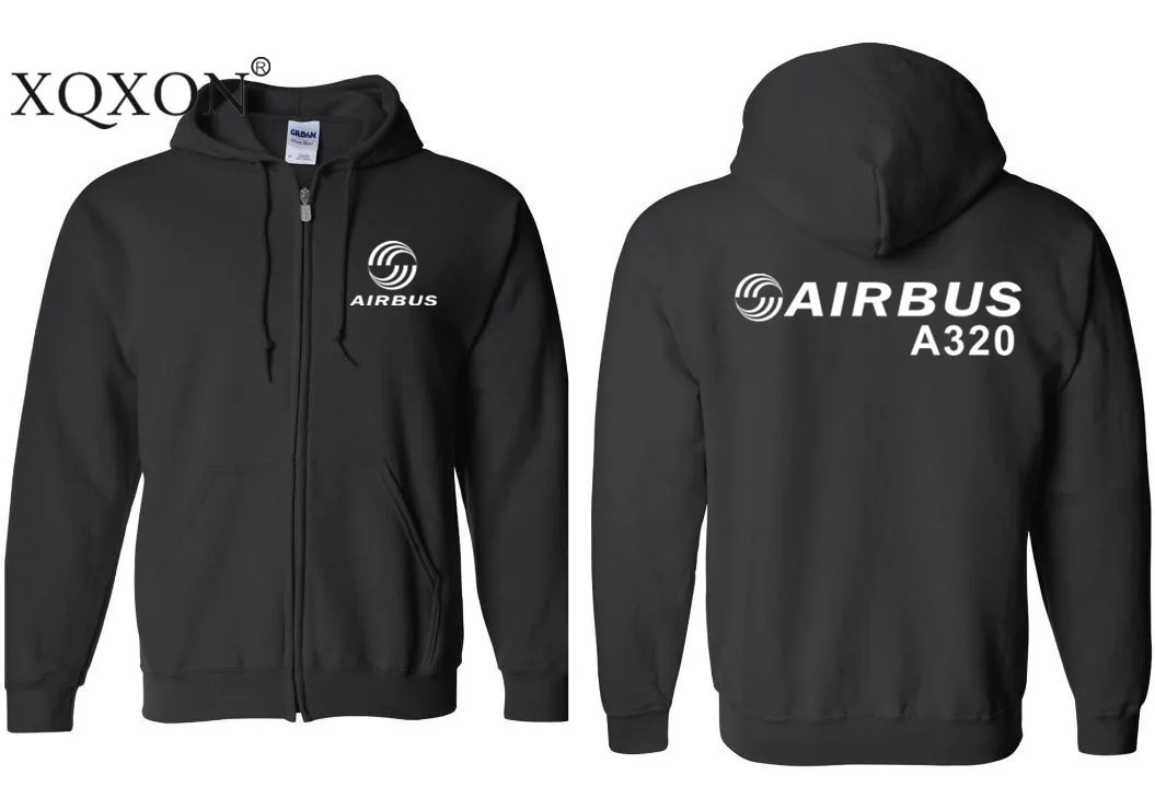 

XQXON-High quality airbus A320 design printed Thick men Hooded zipper Hoodies Sweatshirts Z10