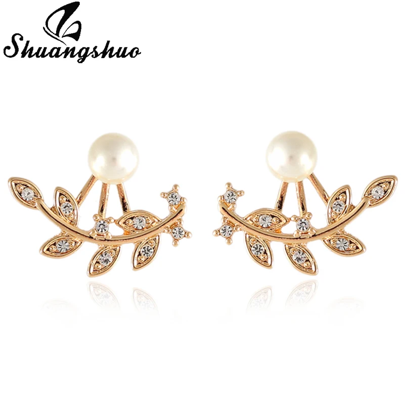 

Shuangshuo Fashion Punk Feather Earrings for Women Cool Leaf Earring Jackets Small Korean Earings Silver Party Gifts Accessories