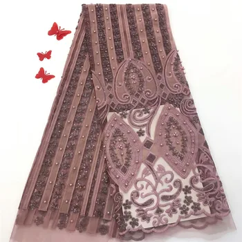 

Nigerian Lace Fabric 2018 High Quality Lace African Tulle Lace With beads Nigerian French Latest African Lace for dress rf10-54