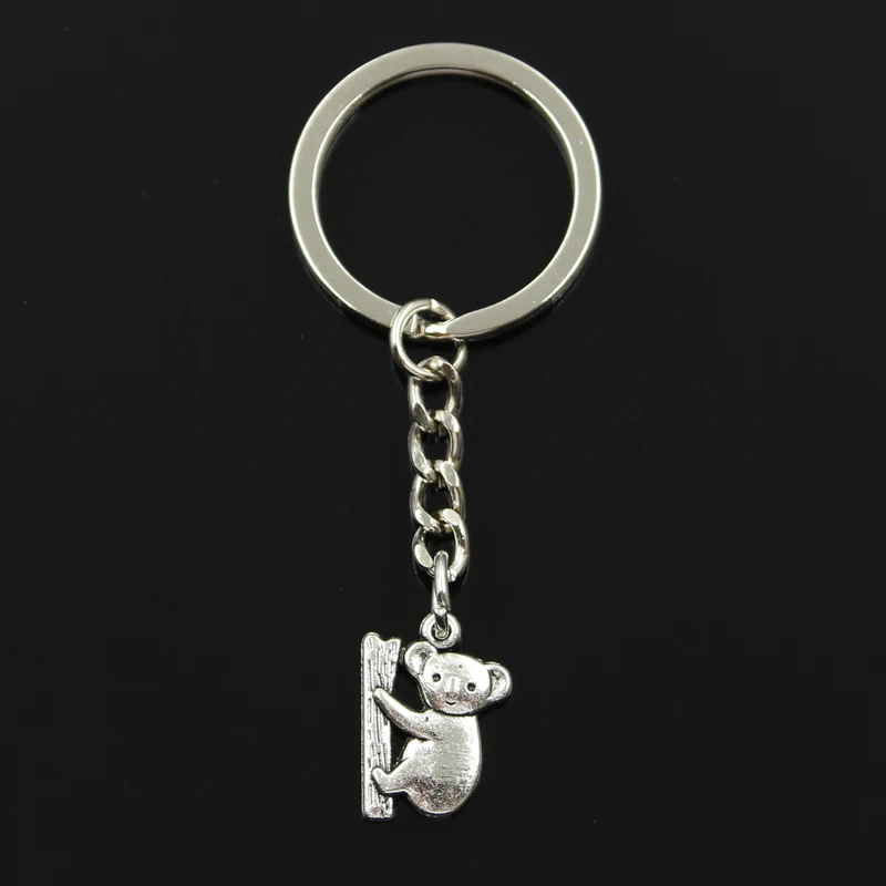 

Fashion 30mm Key Ring Metal Key Chain Keychain Jewelry Antique Silver Bronze Plated koala bear 20x14mm Pendant