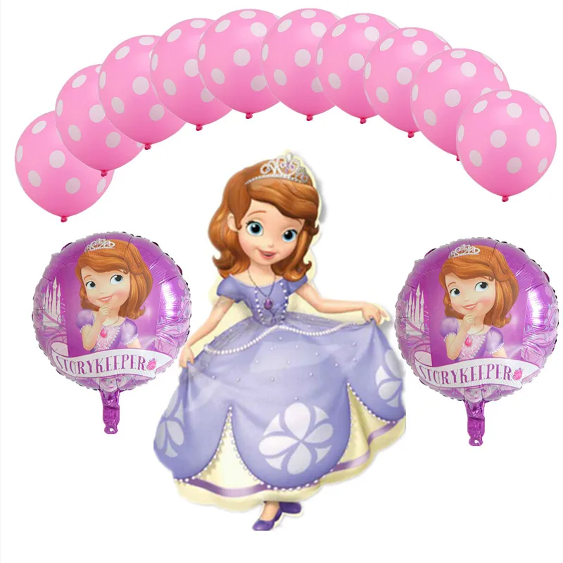13 шт Принцесса София Белоснежка тема вечерние шары украшения день рождения точка латексные воздушные шарики, детские игрушки - Цвет: as picture