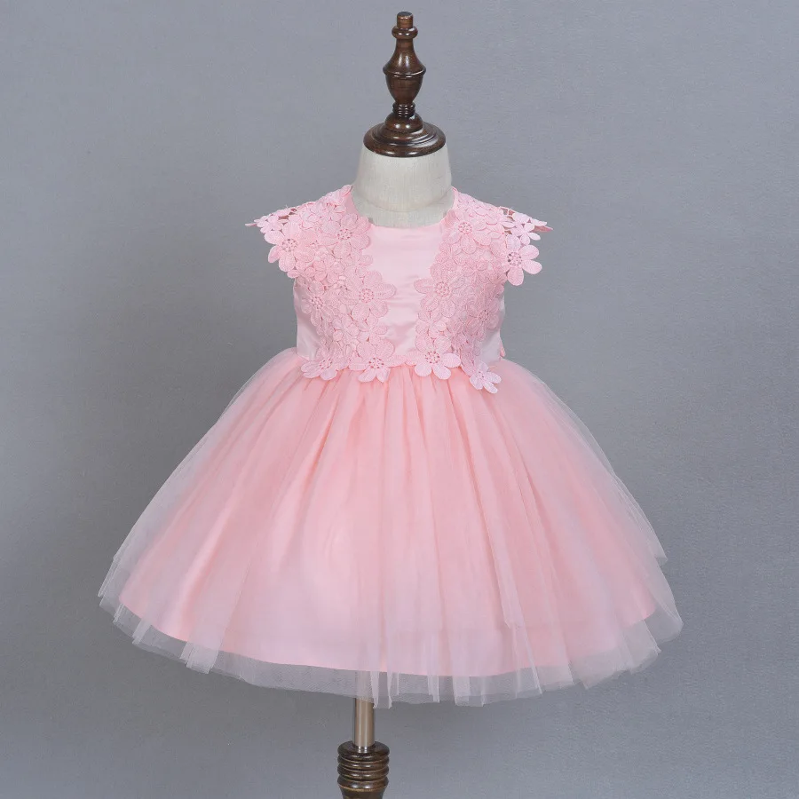 Торжественное элегантное платье на день рождения для 1 года милые белые вечерние платья для маленьких девочек, vestido, детская одежда для малышей от 0 до 24 месяцев, ABF164717 - Цвет: Розовый