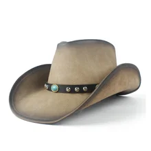 Модная ретро винтажная Женская Мужская Ковбой Западный Бирюзовый кожаный ремешок Женская ковбойская шляпа