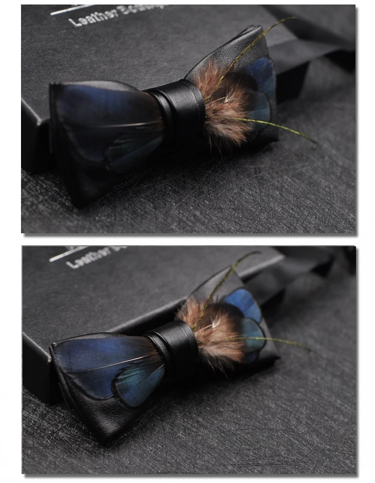 Бесплатная Доставка Новая модная Корейская мужская мужчина ручной работы шить хит перо кожа лук жениха замуж галстук-бабочка этап гостевой