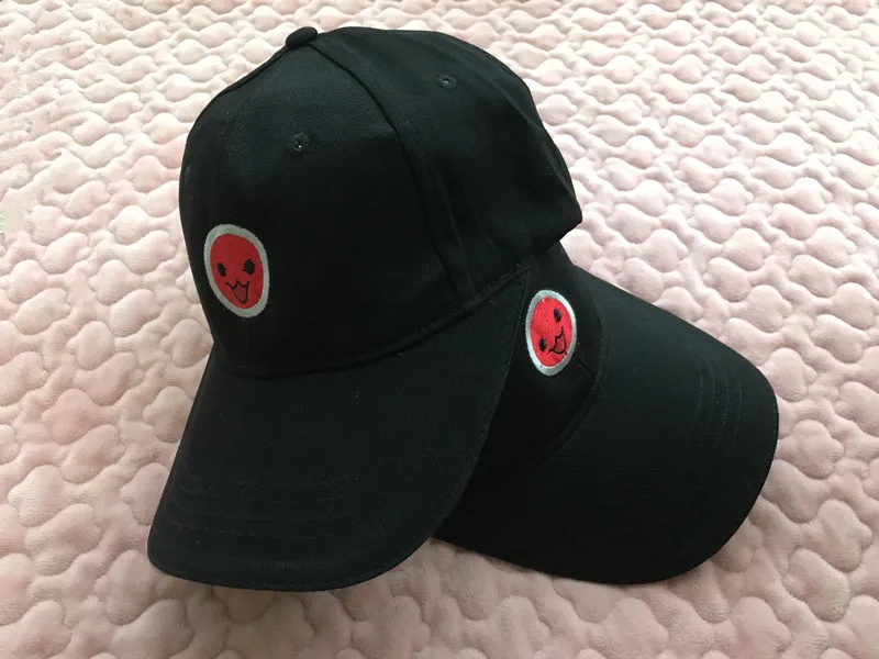 Taiko no Tatsujin DON DO KO DON Smiling Face Embroidery Snapback Hat Black Baseball Cap