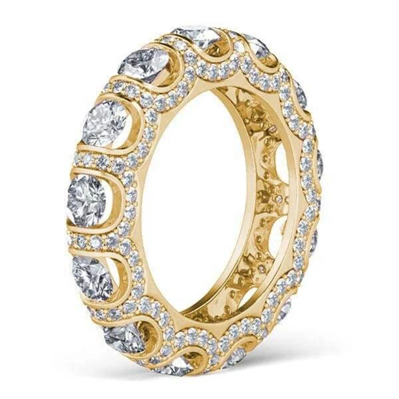 LESF Роскошные Для женщин кольцо 4 Ct 3A Циркон 925 пробы Серебряное кольцо с паве Юбилей кольцо обручальное кольцо принимает женские туфли-лодочки