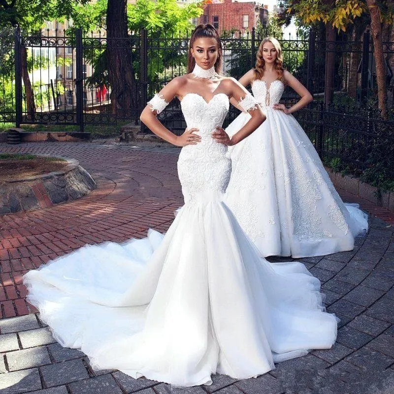 Robe De Mariee романтическое свадебное платье русалки 2019 лиф сердечком Кружевная