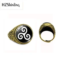 HZ nouvelle mode Vintage anneau adolescent loup verre dôme pendentifs Triskele verre Triskelion Allison Argent bijoux