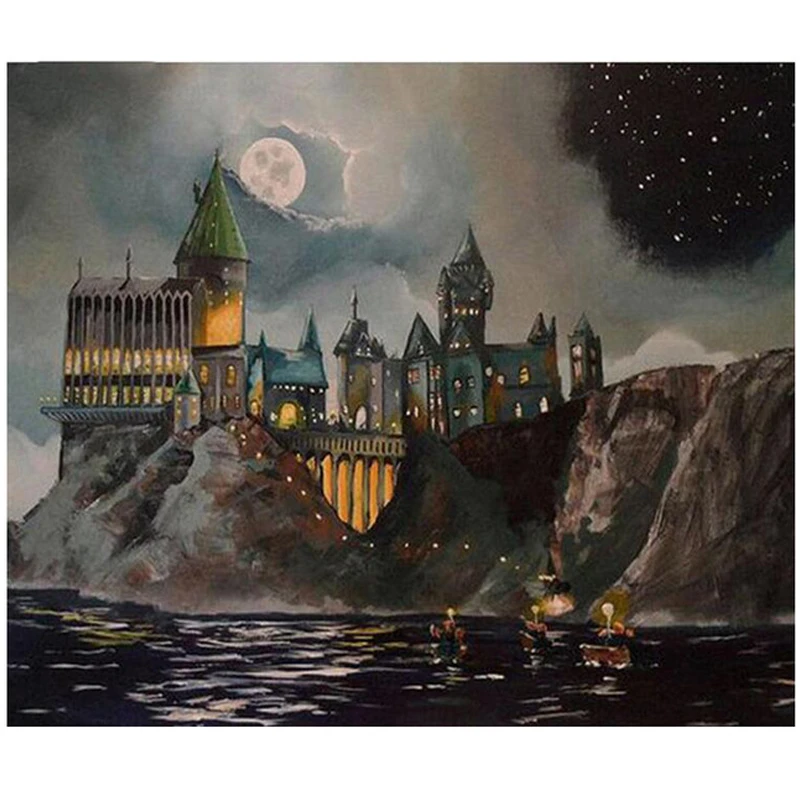 

Harry potter castle Diamond Embroidery diy diamond painting Full square Round Cross Stitch Mosaic puzzle 5d stickerZP-2010