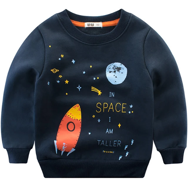Cotton Sweatshirts For Boys Girls Cute Fun Space Designer Blouse Kids Hoodies Children Pullover Tops Autumn Winter Baby Clothing