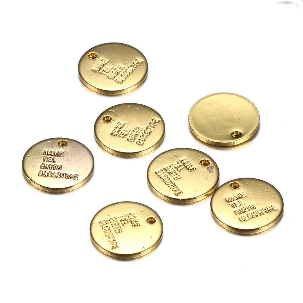 

50PCS/lot 12mm Wholesale Handmade Accessories Copper Round Letter Charm Dog Tag 5 Colors Fashion Charms For Jewelry Making