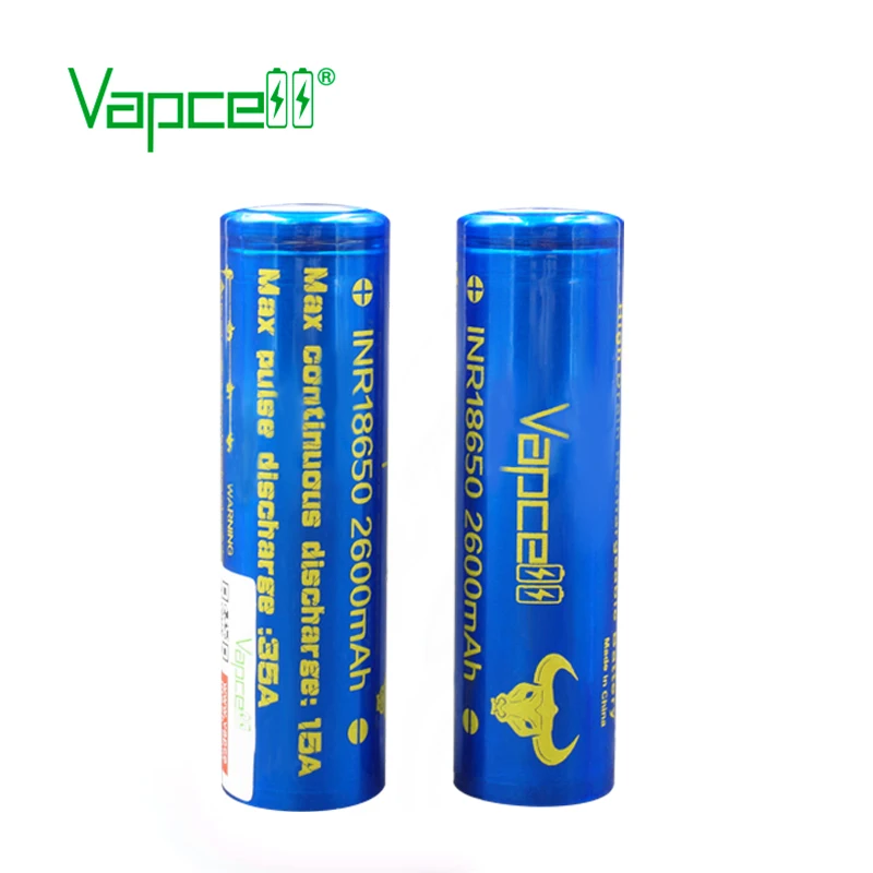 12 шт. Vapcell INR 18650 2600 мАч 15A максимальная импульсная разрядка 35A литий ионная