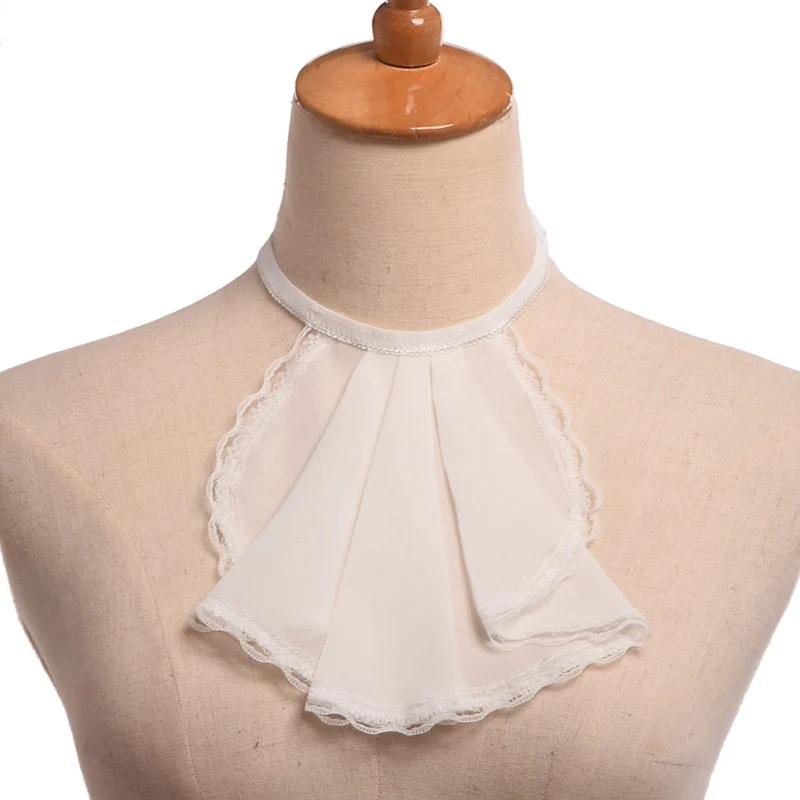 

Vintage Kids Jabot Pleated Collar Lolita Chiffon Lace Neckwear Cosplay Props